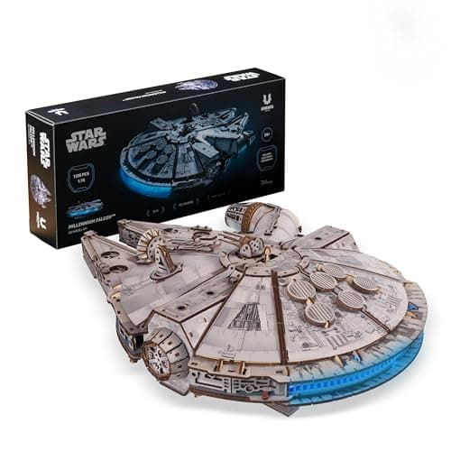Image of UGEARS Star Wars Millennium Falcon 3D Puzzle – Star Wars Gifts for Men – Wooden Model Kits for Adults to Build – 3D Wooden Puzzles for Adults Sci-Fi Display Model Kit