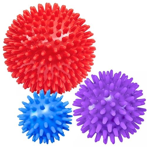 Image of Beenax Spiky Massage Balls (Set of 3) - 6cm, 8cm, 10cm - Plantar Fasciitis, Trigger Point, Deep Tissue, Myofascial Release, Stress Ball, Yoga Pilates Exercise, Rehab, Physio