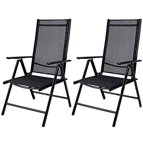 Image of CASARIA® 2x Bern High Backed Folding Aluminium Garden Chairs | Weatherproof | 8-way Adjustable Reclining Backrest with Armrests | Lightweight 120 kg Load Capacity | Patio | Anthracite