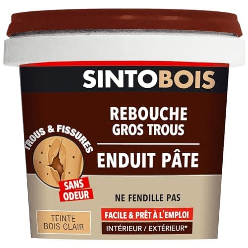 Image of SINTO - Filler for large holes and cracks - Wood filler - Excellent adherence - Odourless - Easy and ready to use - Indoors & Outdoors - Will not split - Light wood shade - 500g