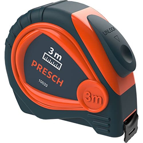 Image of Presch Tape Measure 3m - Small, Robust, Professional Only Metric Measuring Tape - Riveted, with Metal Belt Holder and Retractable - 3m Tape Measure