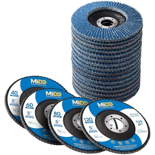 Image of MIDO Professional Abrasive Flap Discs 125mm 20 PCS 40/60/80/120 Grit Abrasive Flap Disc Type 29 Grinding Discs for Angle Grinder to Sanding Grinding Metal Wood