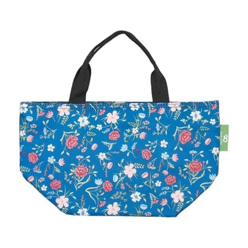 Image of ECO CHIC Lightweight Foldable Insulated Lunch Bag Water Resistant Cooler Bag (Floral Navy)