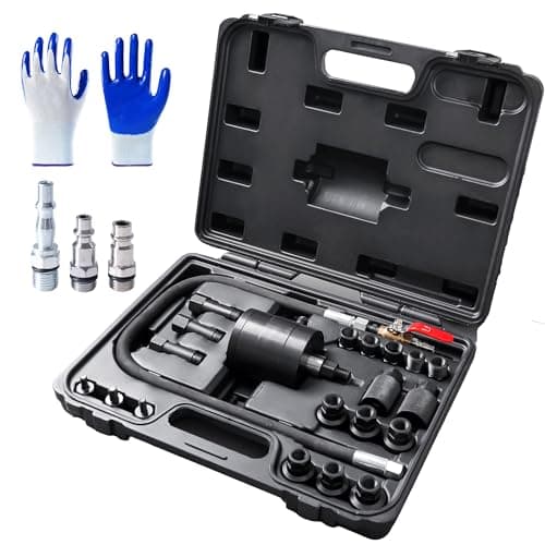 Image of INCENDIOS 24PCS Pneumatic Diesel Injector Puller Set, Air-Powered Injector Removal Tool Kit with 19 Adapters & 3×1/4" Connectors (US/UK/EU), Working Pressure 5–8 Bar, Heavy-Duty Steel Construction