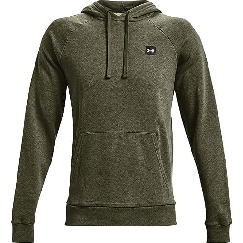 Image of Under Armour Men's Ua Rival Fleece Hoodie Hooded Sweatshirt, Marine Od Green Light Heather Onyx White, S