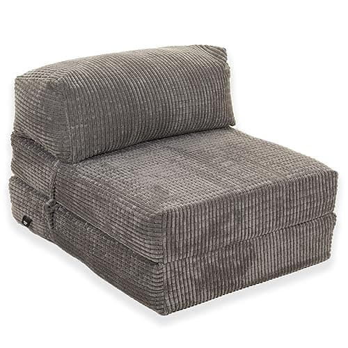 Image of Gilda Jazz Chair Bed Fold Out Futon Single chairbed Mattress Corduroy GREY