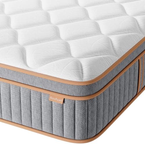 Image of Soufwell Single Mattress 90x190 27cm Hybrid 3ft Mattress with Memory Foam & Pocket Springs 8-Layer 7-Zone Orthopaedic Mattress Euro Top Medium Firm Mattress for Pressure Relief & Motion Isolation
