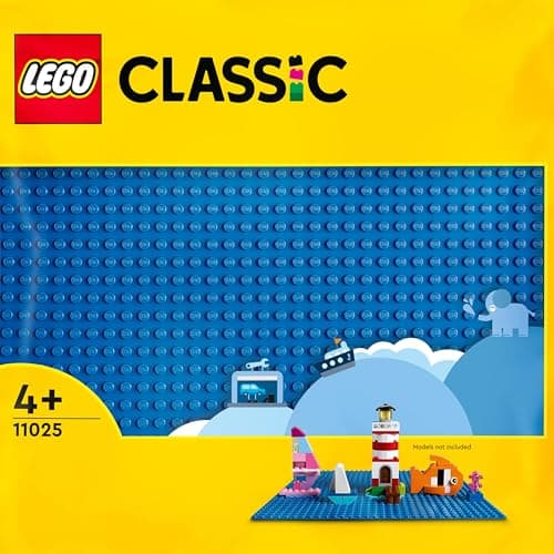 Image of LEGO 11025 Classic Blue Building Plate, Square Base Plate with 26 x 26 Nubs as a Base for Constructions and Other Sets, Construction Toy for Children