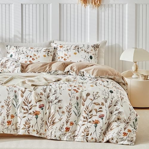 Image of TTCM King Size Duvet Cover Sets, Colorful Floral King Duvet Cover Set with Zipper Closure, 3 Piece Floral Patterned Bedding Set, Ultra Soft Microfiber Duvet Cover with 4 Corner Ties (230x220cm)