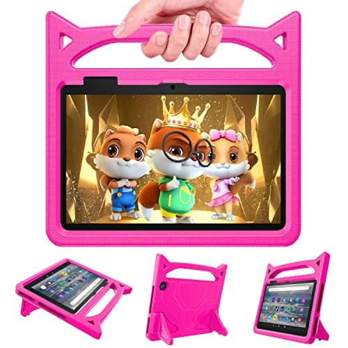 Image of All-New Fire 7 Tablet Case, 7” 12th Generation (2022 Release), Kids-Friendly DJ&RPPQ Shockproof Lightweight Handle Case for Kindle Fire 7 Tablet (Rose)