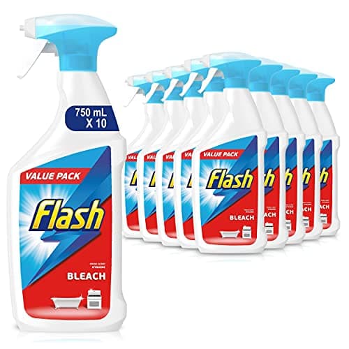 Image of Flash Multi Purpose Bleach Spray, Floor Cleaner & Grease Remover, Fresh, 7.5 Litres (750 ml x 10)