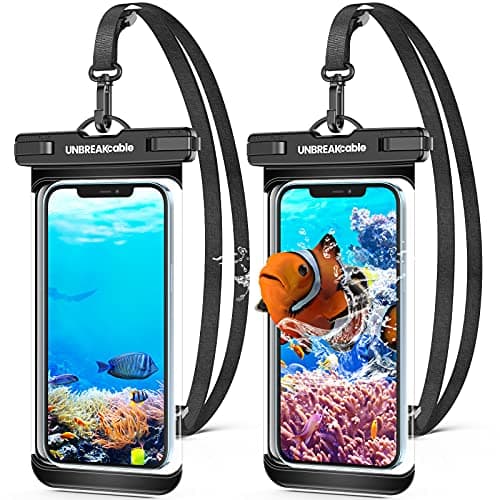 Image of UNBREAKcable Waterproof Phone Pouch-2 Pack IPX8 Waterproof Phone Case for iPhone 16 15 14 13 12 11 Pro Max & Samsung S25 S24 S23-Dry Bag & Travel Essentials for Beach, Pool, Kayak & Cruise-7" Black