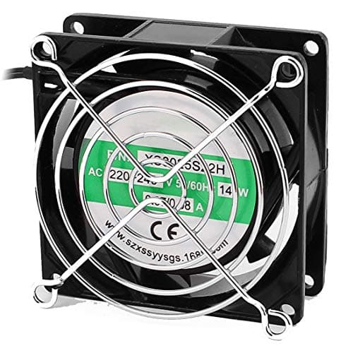 Image of sourcingmap AC 220V-240V 0.07-0.08A 80mmx80mmx25mm 7 Vanes Cooling Fan w Metal Finger Guard and Dust Screen Mesh