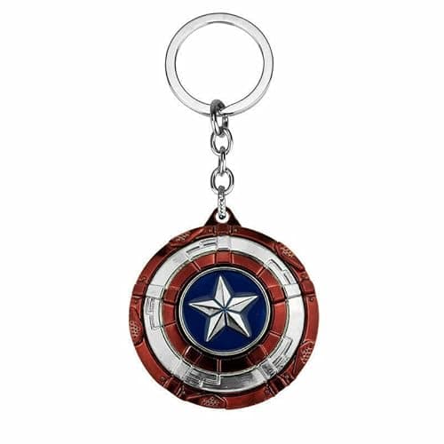 Image of Multibao Shield Rotatable Blue Keyring Spinner Marvel Avengers Metal Keychain, Red and Silver, One Size
