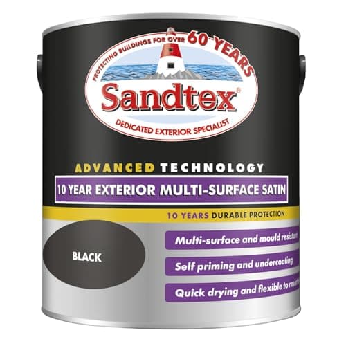 Image of Sandtex 10 Year Multi Surface Satin Paint 2.5l Black