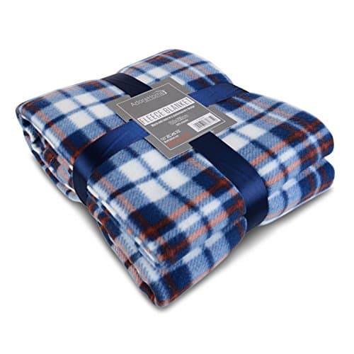 Image of Soft Warm 150x200cm Double Tartan Check Sofa Throw Bed Fleece Travel Blanket (BLUE)