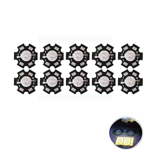 Image of Cleiscry High Power LED Chip 3W UV 365-370nm DC 3.2V -3.8V SMD COB Light Emitter Components Diode 3W Bulb DIY Lighting (3W 365nm (with PCB)) Pack of 10
