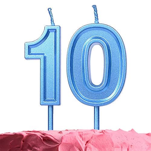 Image of GET FRESH Number 10 Birthday Candle – Blue Number Ten Candles on Sticks – Number Candles for Birthday Anniversary Wedding Party – 10 th Birthday Candles for Cake Decoration – Blue 10 Candles