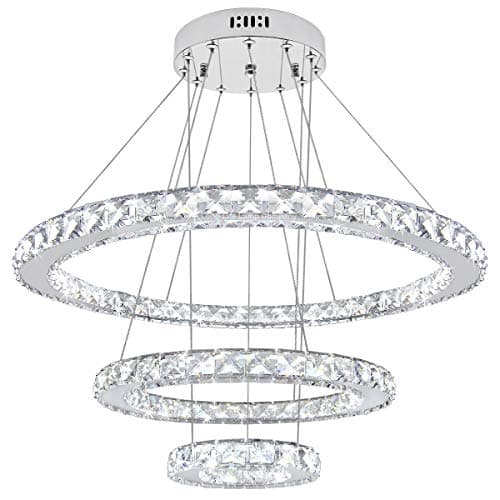 Image of Long Life Lamp Company Modern Round Chandelier LED 3 Ring Pendant Ceiling Light Cool White Dining Room Table Kitchen Island Bedroom Living Room M0172F