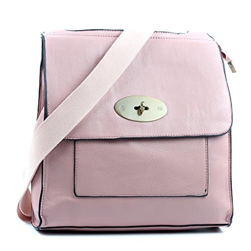 Image of AOSSTA Women's Cross-Body Bags Leather Large/Medium Cross Body Messenger Bag Shoulder Bag (21601 Pink)
