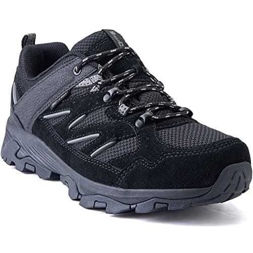 Image of SILENTCARE Walking Shoes Mens Waterproof Low Rise Hiking Shoes Mens Non-Slip Lightweight Trekking Outdoor Shoes Camping Climbing ((Black UK 10)