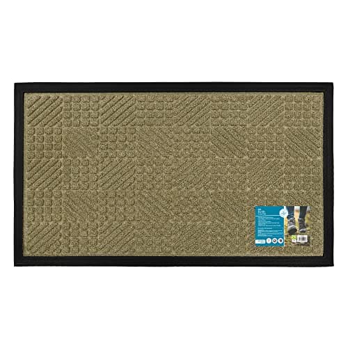 Image of JVL Firth Tile Rubber Backed Doormat, 40x70cm, Beige