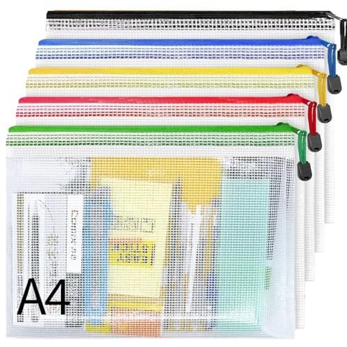 Image of A4 Plastic Wallets -5 Pack Mesh Zip Lock Bags File Folders,Plastic Document Zipper Bag Zip Wallet