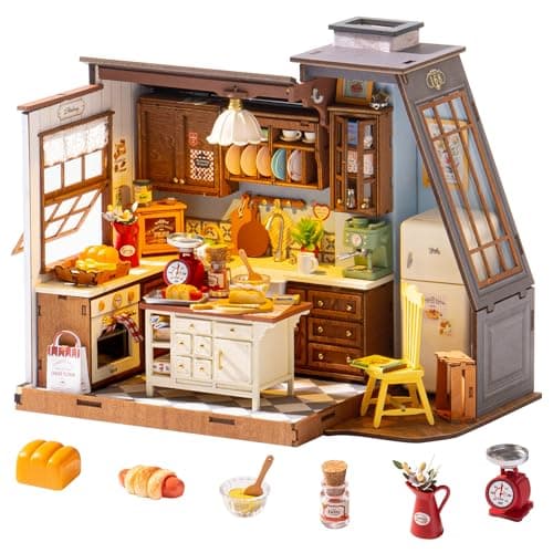 Image of Rolife Dollhouse Baking Kitchen DIY Miniature House Kit Model Kits Miniature Dolls House Book Nook Home Decoration Birthday Gift