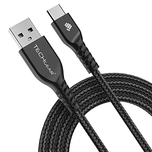 Image of TECHGEAR USB C to USB A 2M Long STRONG Durable Braided USB C Charging Data Cable Type C Compatible with Samsung, Honor, Apple iPad Pro 11/12.9/13, Air 11/13, iPad 10th/11th Generation, Mini 6/7, Black