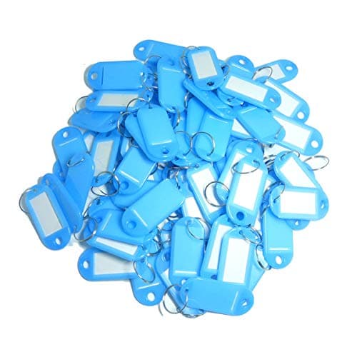 Image of TOOLSTAR Key Labels, 100PCS Key ID Tags Key Labels Tags Plastic Key Tags, Tags with Key Rings as Key Fobs Luggage Pet Name Memory Stick Tags (Light Blue)
