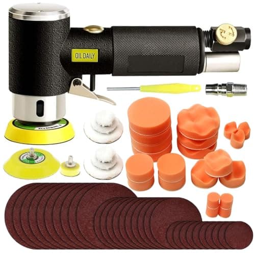 Image of Aolawco 63 in 1 Compressed Air Orbital Sander Mini Polishing Machine Car Polisher Set, Eccentric Sander, Compressed Air Angle Grinder, Polishing Machine/Polisher with Sandpaper x 30 Sponge, 21 x