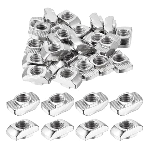Image of sourcing map 25Pcs M8 T Nuts Sliding T Slot Nut Fastener Carbon Steel Nickel Plated Half Round Roll in Sliding Aluminum Profile Accessories for Groove width 10mm 4040 Series