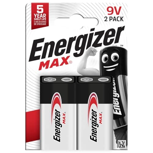 Image of Energizer Max - 9V Battery (2 Pack) - Nine Volt Alkaline Block Batteries - Reliable Power for Fire Alarms, Smoke Detectors, Radios, Toys - 100% Recyclable Plastic Free Packaging - 5 Year Shelf Life