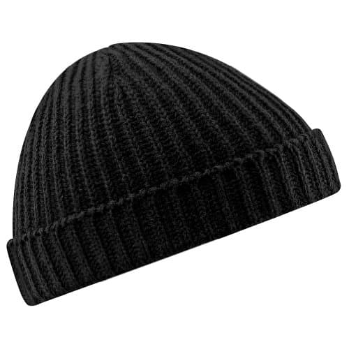Image of Beechfield Unisex Beechfield Unisex Retro Trawler Winter Beanie Hat Baseball Cap, Black, One Size