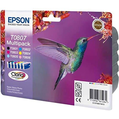Image of Epson T0807 Ink Cartridge Claria Photographic Hummingbird Multipack CMYK/Lt Cy/Lt Mag C13T08074011