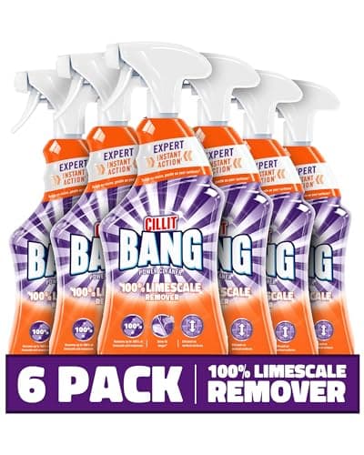 Image of Cillit Bang 750ml Limescale Remover, 6 Pack, Fast Stain & Virus Eliminator, Disinfectant, Soap Scum & Rust Cleaner, Fresh Scent, Water & Dirt Repellent, Home Cleaning Formula.
