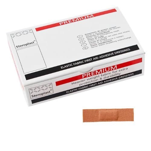 Image of Steroplast 6023 Premium Elastic Fabric Plasters Zinc oxide adhesive, 7.5cm x 2.5cm (Pack of 100)