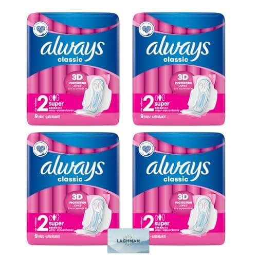 Image of Classic Maxi Sanitary Pads with Wings - Size 2 - Bundle of 4 Packs - (4 x 9 = 36 Pads) - Alway