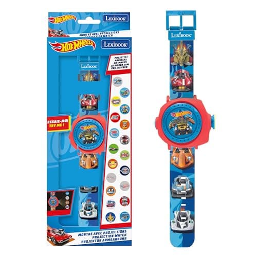Image of LEXIBOOK, Hot Wheels, Adjustable Projection Watch with Digital Screen, 20 Hot Wheels Images, for Children, Blue, DMW050HW