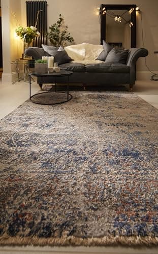 Image of Lord of Rugs Vintage Abstract Traditional Rug for Bedroom Living Room Quality Silky Soft Fringed Rug Arabesque Multi, Medium 120x170 cm (4'x5'6")