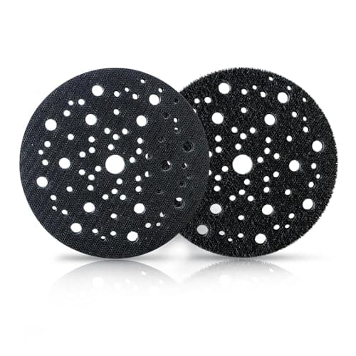 Image of KNUIUYY 2 Pack 150mm 70 Hole Professional Interface Pad for Mirka CEROS DEROS, Trend 150 mm Pad Saver for Random Orbital ROS Sanders, Hook and Loop Interface to Protect Backing Pads and Extend Lifespa