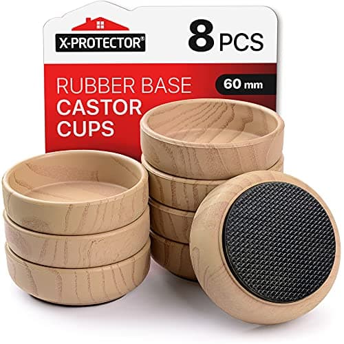 Image of Rubber Base Castor Cups 8 PCS Ø60mm X-Protector – Furniture Castors with Non-Slip Base – Floor Protectors for Chair & Sofa Legs – Prevent Scratches with Our Furniture Coasters & Bed Wheel Stoppers!