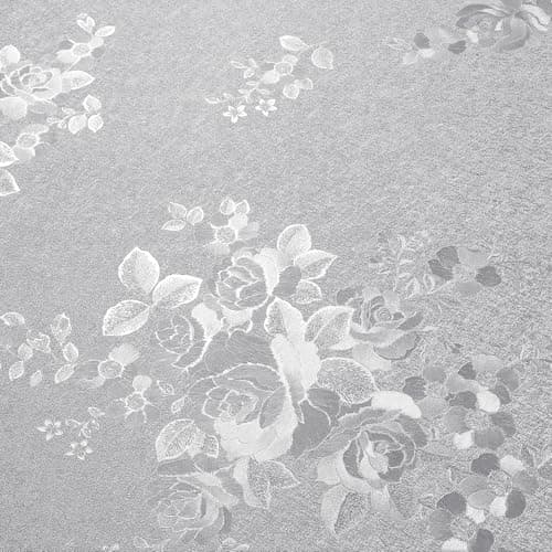 Image of VEELIKE Vintage Silver Grey Wallpaper Textured Rose Contact Paper Embossed Floral Wallpaper Patterned Sticky Back Plastic Grey Vinyl Wrap for Furniture Sticker Removable Bedroom Hallway 40cm×300cm