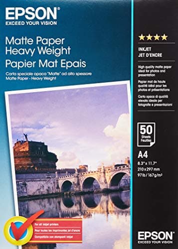 Image of Epson A4 Matte Heavyweight Inkjet Paper (50 Sheets), White