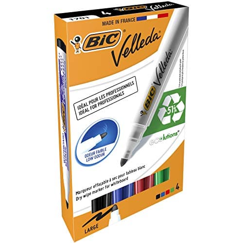 Image of Bic TS-140038 Velleda 1701 Dry Wipe Bullet Tip Whiteboard Marker Pen, Pack Of 4
