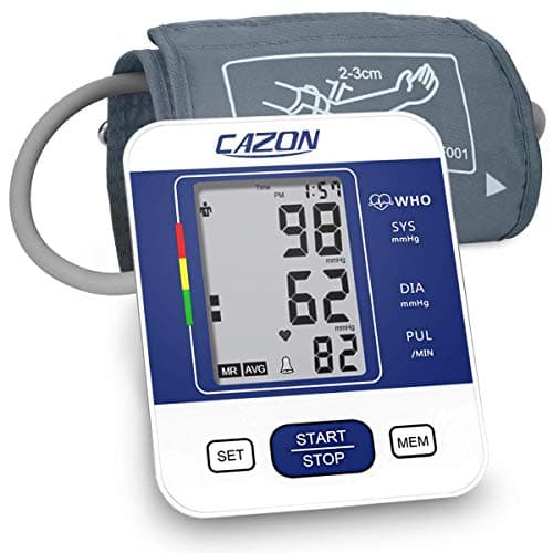 Image of CAZON Blood Pressure Monitors Large Cuff Blood Pressure Machine BP Monitor Upper Arm BP Cuff for Home Use Heart Rate Hypertension Monitor, Cuff 22-40cm LCD Display (Blue)