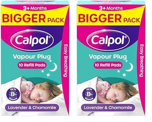 Image of Calpol Vapour Plug XL Refill Pads for 3+ Months Infants, 10 Count (Pack of 2), Soothing Calpol Lavender & Chamomile Vapour Plug Refills for Clear and Easy Breathing for up to 8 Hours