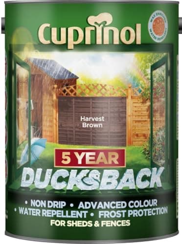 Image of 2 X Cuprinol 5L Ducksback 5 Year Waterproof for Sheds and Fences - Harvest Brown