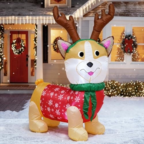 Image of TRMESIA 4 FT Christmas Inflatable Decoration Reindeer, with LED Lights Christmas Indoor Outdoor Decor,Garden Yard Lawn Holiday Blow up Xmas Decoration for Seasonal Joy