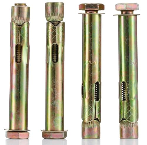 Image of YoiYee M12*110mm Sleeve Anchor Hex Bolts, Heavy Duty Expansion Through Bolts for Concrete, Brick & Masonry Fixings, Zinc Plated Steel, Ideal for Builders, DIYers & Professionals, 4 Pack